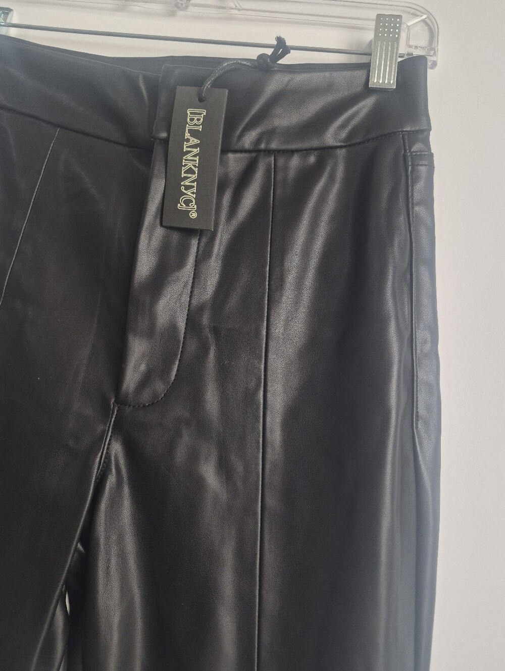 NWT BLANKNYC Black Faux Vegan Leather High Rise Flare Bootcut Pants Size 27 - Picture 4 of 9